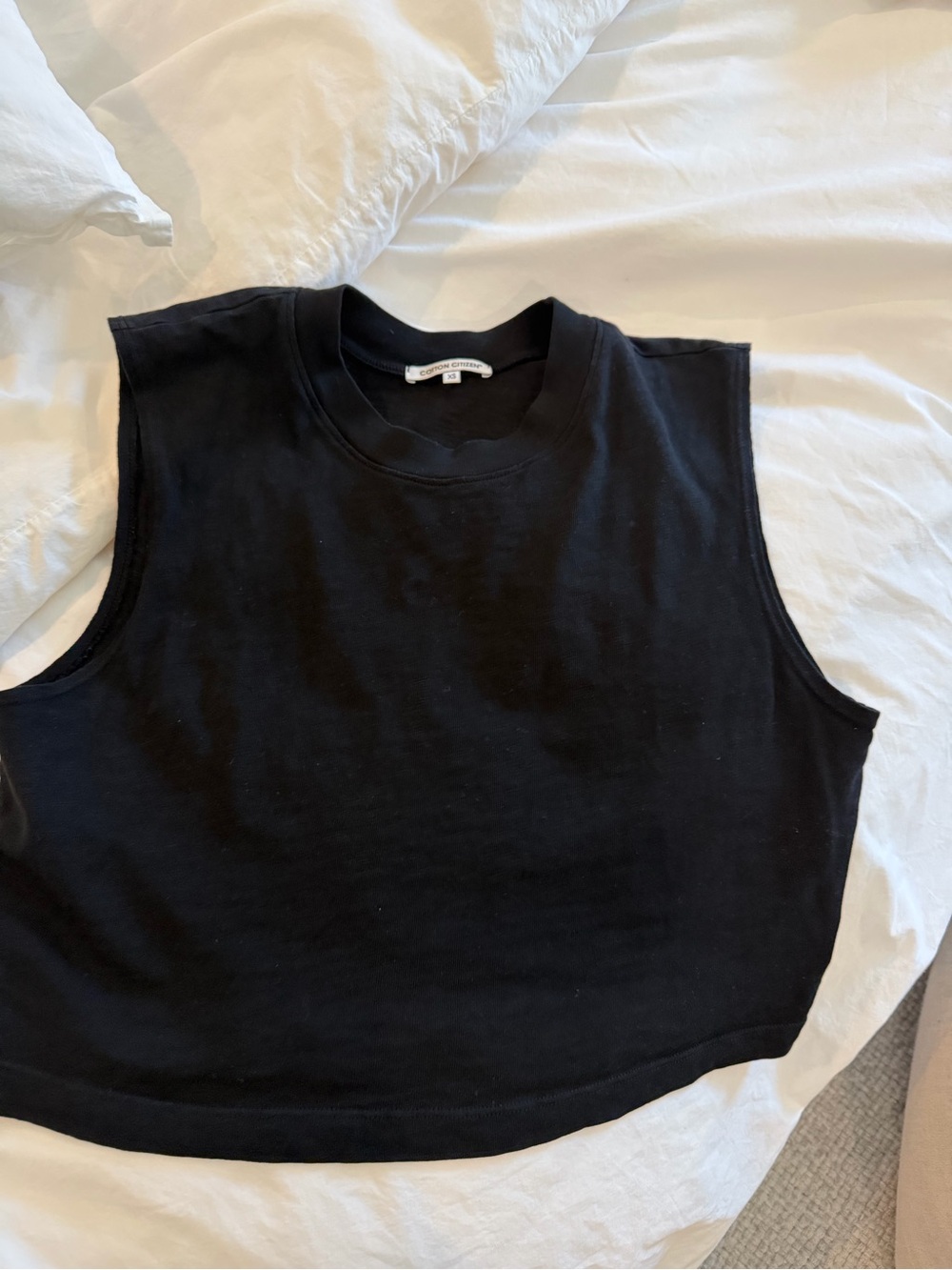 Cotton Citizen Black Cropped Muscle Tee
